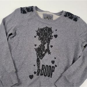 Universal Studios Sweatshirt Laced Crewneck Pullover Gray Black Womens Medium